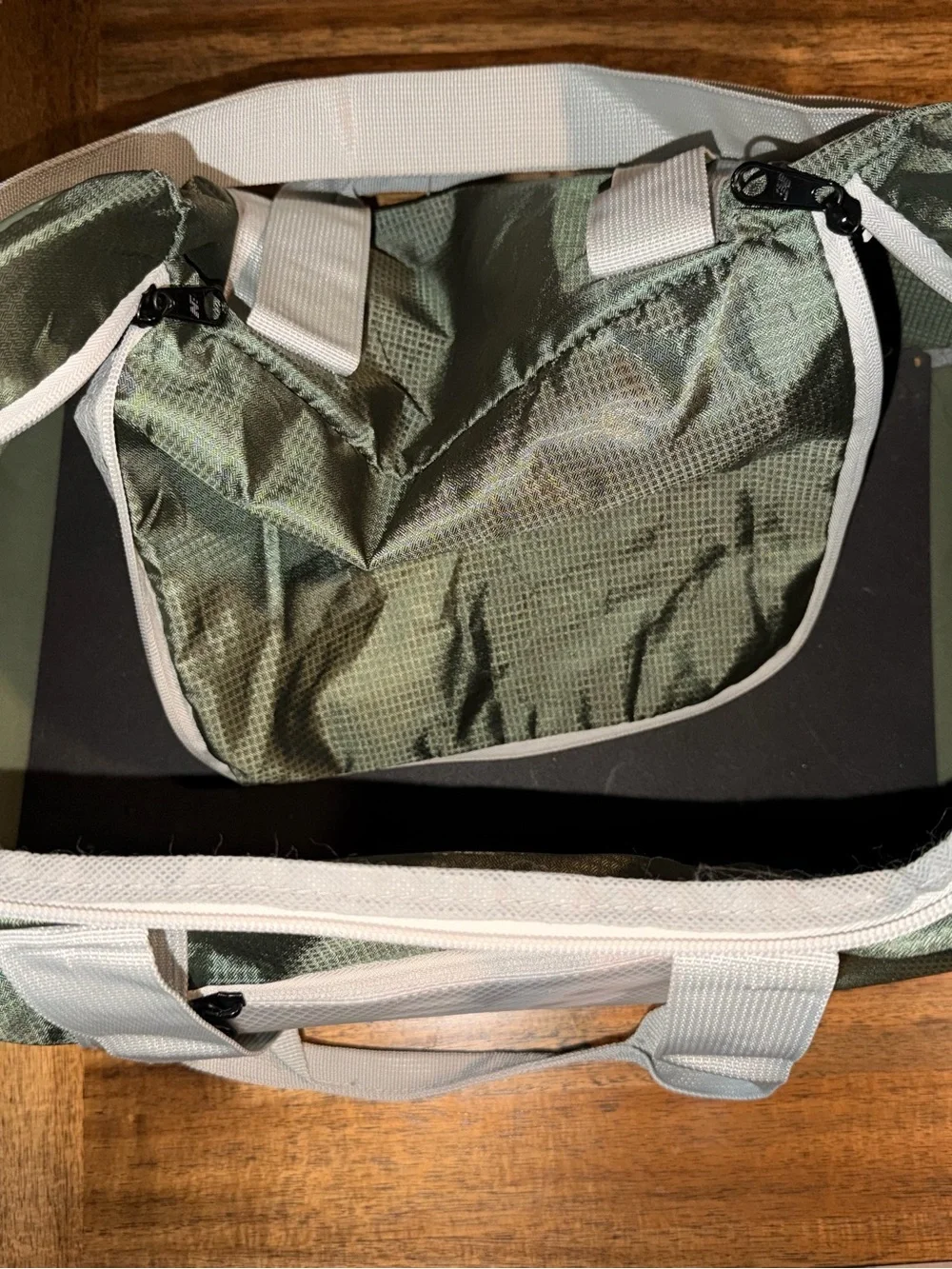 New Balance Olive Green Duffel Bag with White Straps